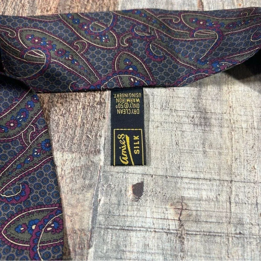 Vintage 90s Hardy Amies Silk Paisley Necktie Wide Power Tie Made In Australia